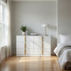 Orion Wide Dresser with 6 Drawers | Gold H&les | Glossy White Wood