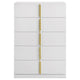 Orion Tall Dresser Chest with 5 Drawers | Gold H&les | Glossy White Wood