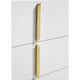 Orion Tall Dresser Chest with 5 Drawers | Gold H&les | Glossy White Wood
