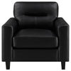 Secy Sofa Chair | Black Faux Leather | Track Arms | Pine Wood Frame