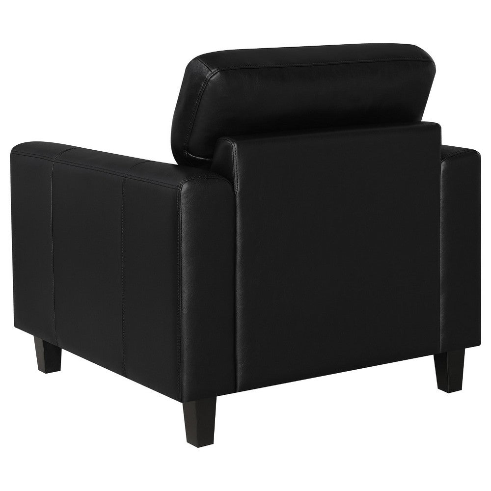 Secy Sofa Chair | Black Faux Leather | Track Arms | Pine Wood Frame