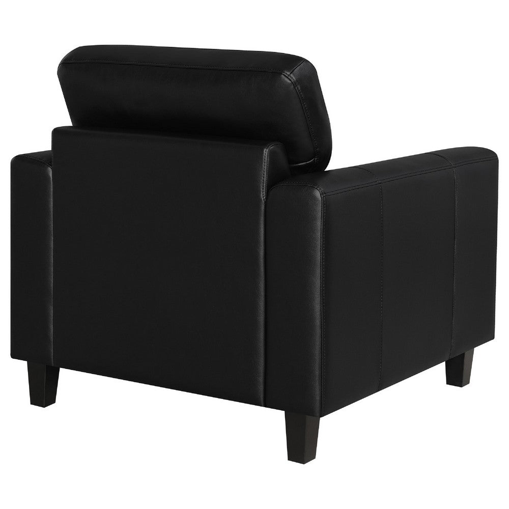 Secy Sofa Chair | Black Faux Leather | Track Arms | Pine Wood Frame