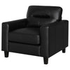 Secy Sofa Chair | Black Faux Leather | Track Arms | Pine Wood Frame