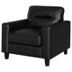 Secy Sofa Chair | Black Faux Leather | Track Arms | Pine Wood Frame