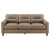Secy Sofa | Brown Faux Leather | Track Arms | 81" Pine Wood Frame