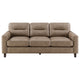 Secy Sofa | Brown Faux Leather | Track Arms | 81" Pine Wood Frame