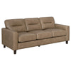 Secy Sofa | Brown Faux Leather | Track Arms | 81" Pine Wood Frame