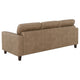 Secy Sofa | Brown Faux Leather | Track Arms | 81" Pine Wood Frame