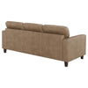 Secy Sofa | Brown Faux Leather | Track Arms | 81" Pine Wood Frame