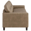 Secy Sofa | Brown Faux Leather | Track Arms | 81" Pine Wood Frame