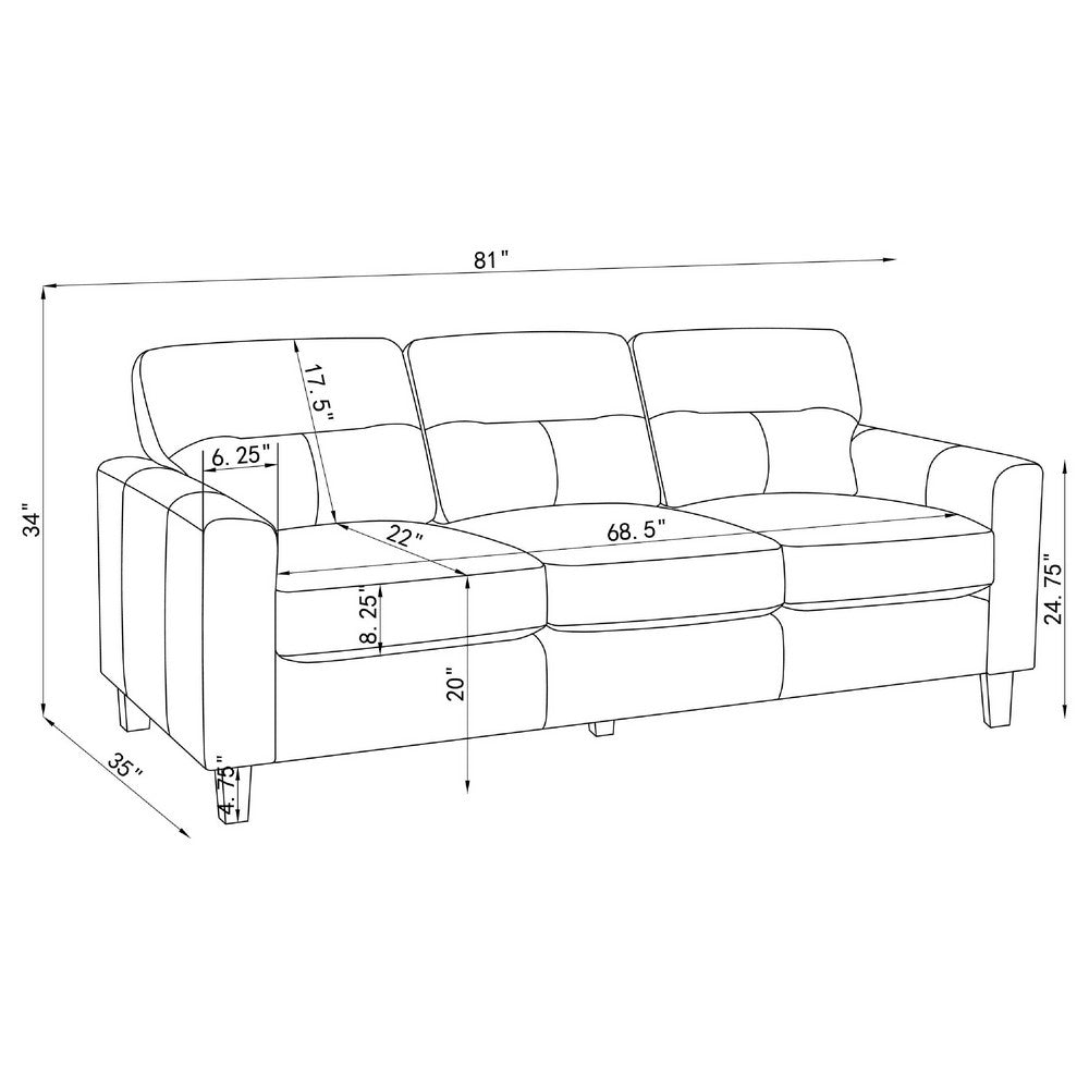 Secy Sofa | Brown Faux Leather | Track Arms | 81" Pine Wood Frame