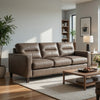 Secy Sofa | Brown Faux Leather | Track Arms | 81" Pine Wood Frame