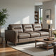 Secy Sofa | Brown Faux Leather | Track Arms | 81" Pine Wood Frame