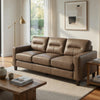 Secy Sofa | Brown Faux Leather | Track Arms | 81" Pine Wood Frame
