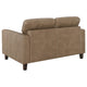 Secy Loveseat | Brown Faux Leather | Track Arms | 58" Pine Wood Frame