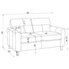 Secy Loveseat | Brown Faux Leather | Track Arms | 58" Pine Wood Frame