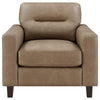 Secy Sofa Chair | Brown Faux Leather | Track Arms | Pine Wood Frame