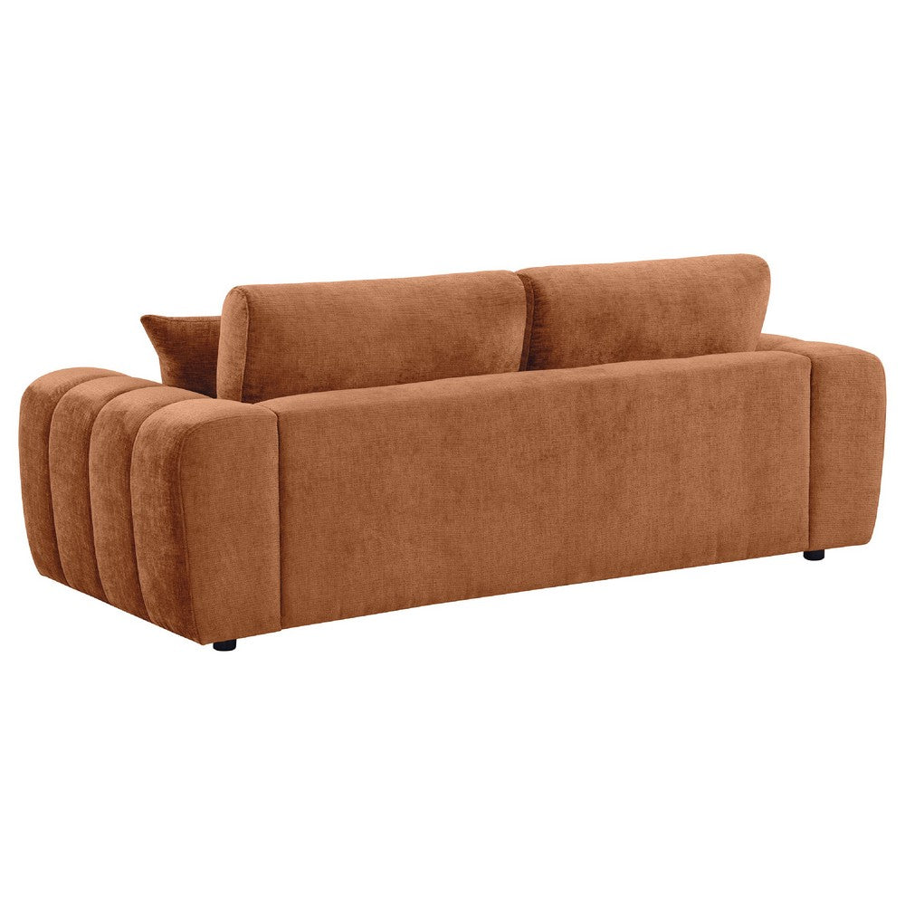 Becy Sofa with 2 Pillows | Burnt Orange Chenille | 91" Chunky Arms