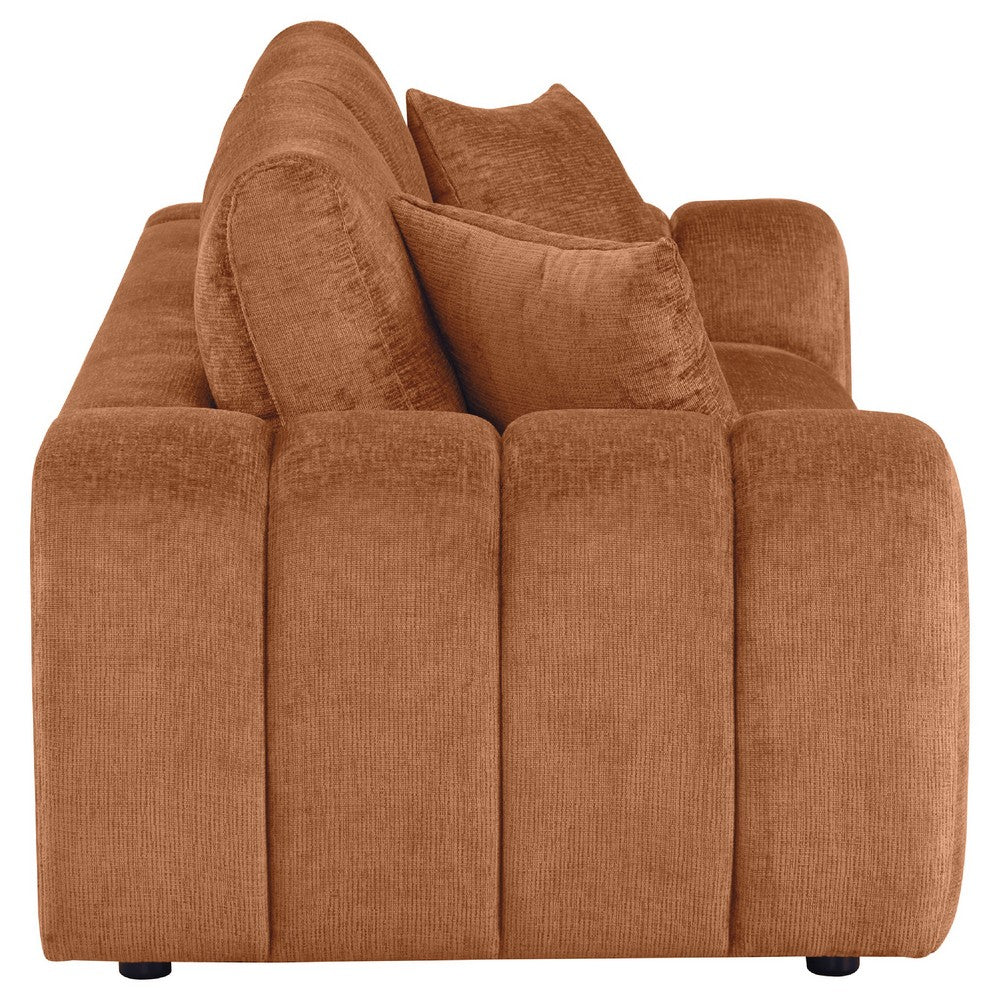 Becy Sofa with 2 Pillows | Burnt Orange Chenille | 91" Chunky Arms