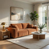 Becy Sofa with 2 Pillows | Burnt Orange Chenille | 91" Chunky Arms