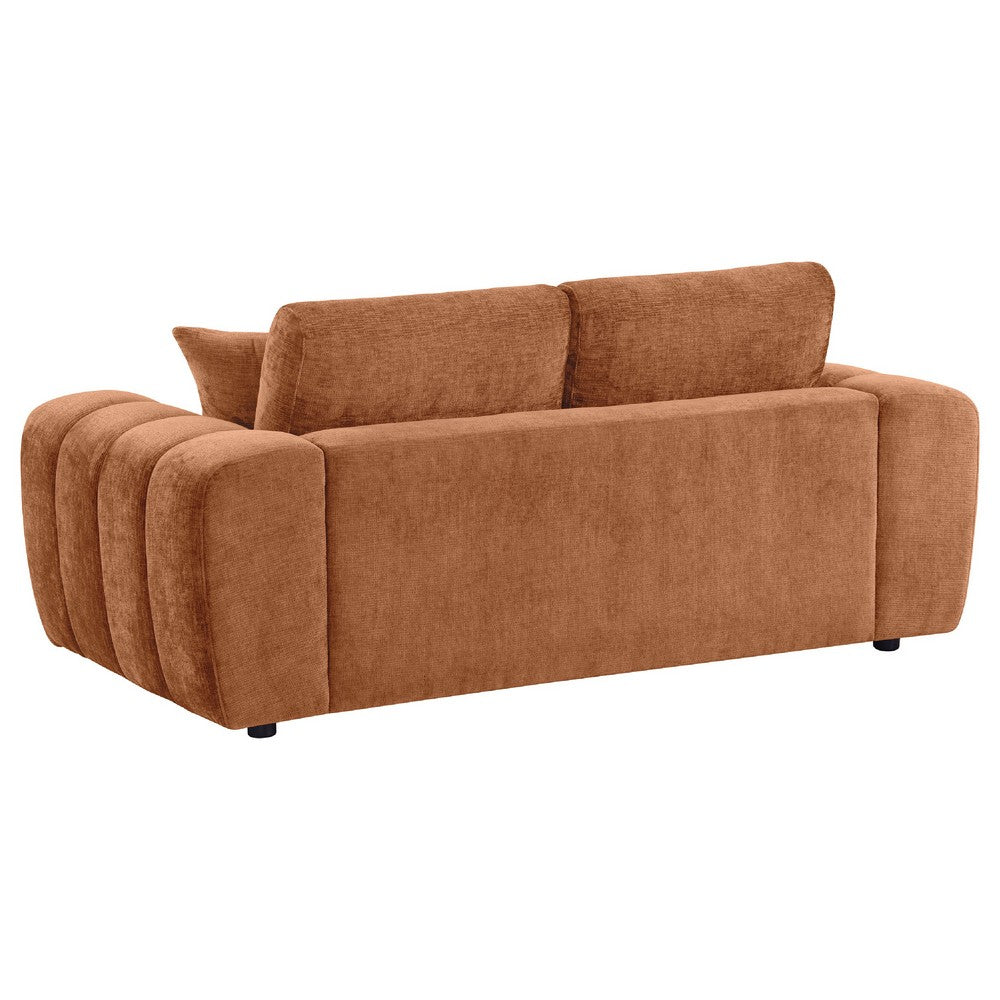 Becy Loveseat | 2 Pillows | Burnt Orange Chenille | 78" Chunky Arms