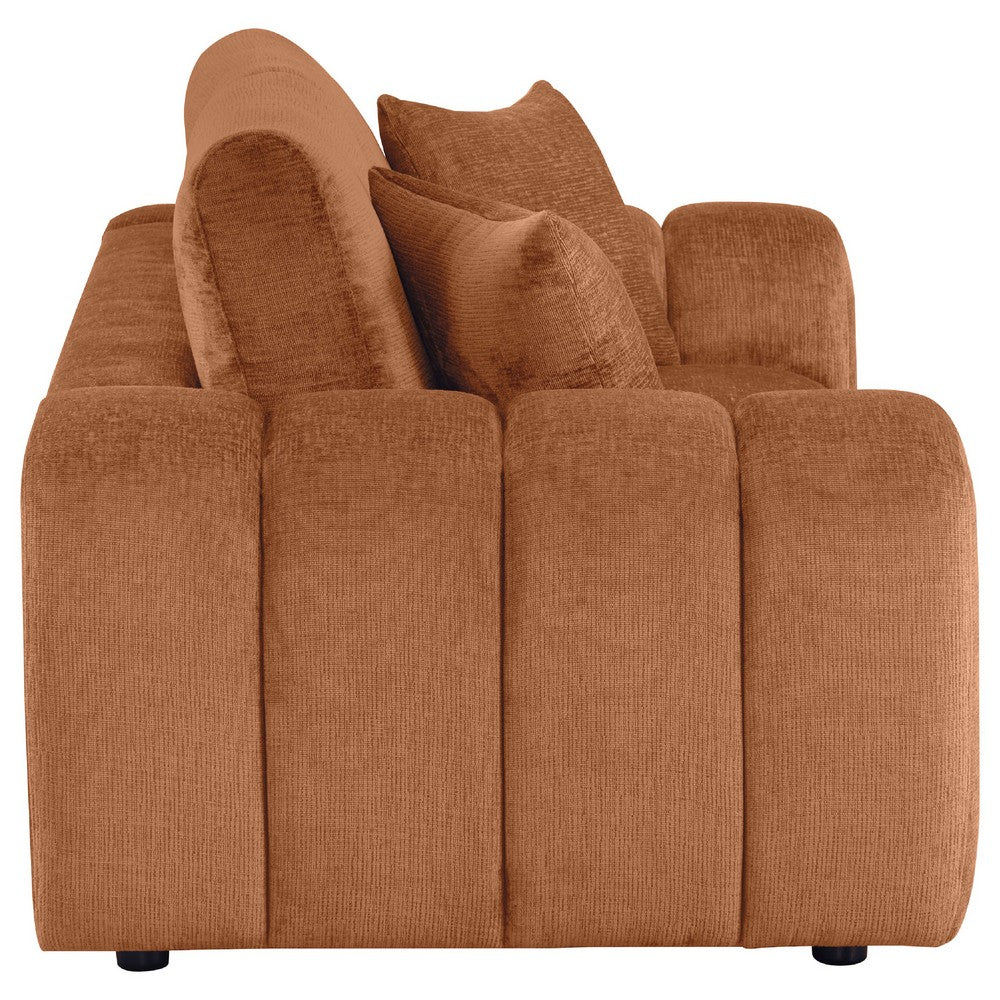 Becy Loveseat | 2 Pillows | Burnt Orange Chenille | 78" Chunky Arms