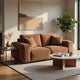 Becy Loveseat | 2 Pillows | Burnt Orange Chenille | 78" Chunky Arms