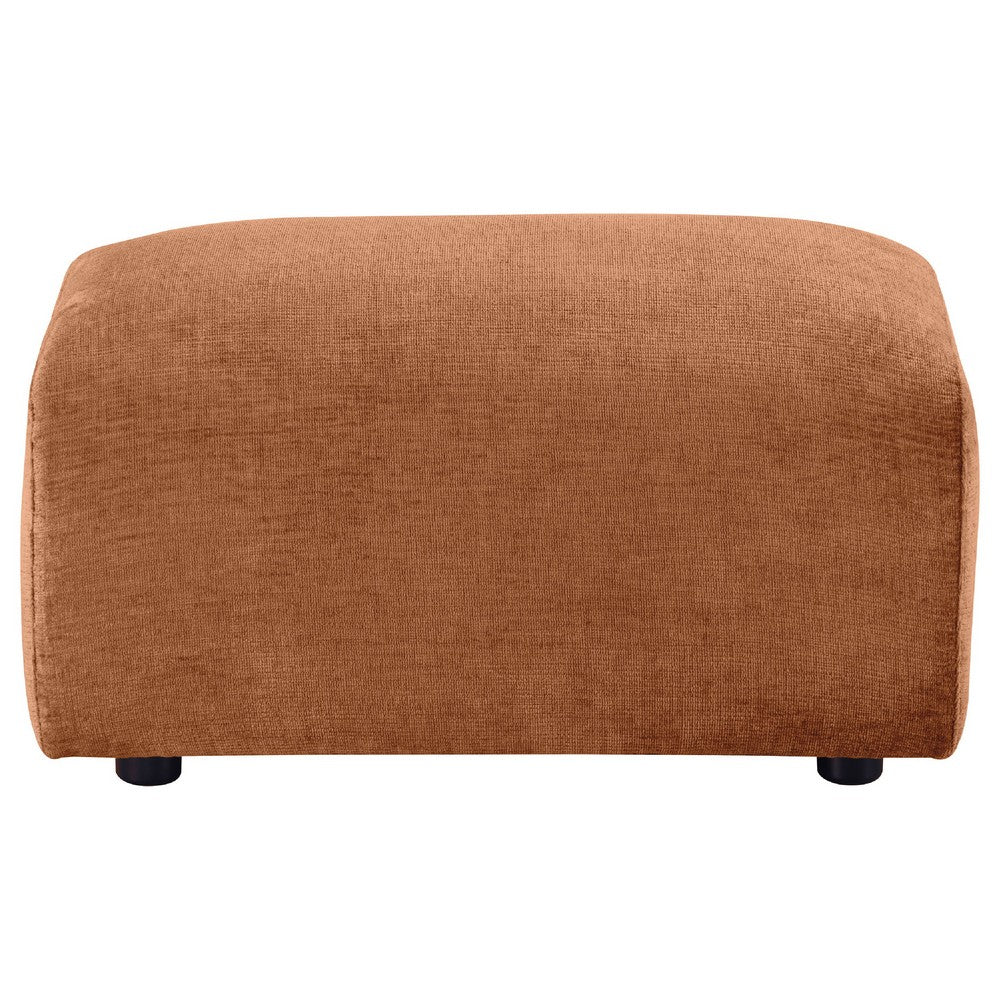Becy Ottoman | Burnt Orange Chenille Upholstery | 33" Curvy Frame