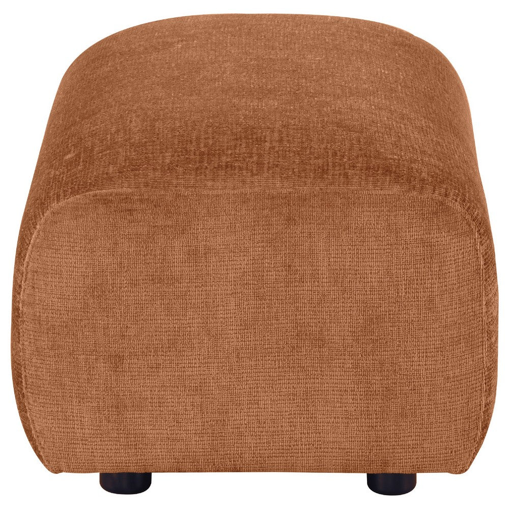 Becy Ottoman | Burnt Orange Chenille Upholstery | 33" Curvy Frame
