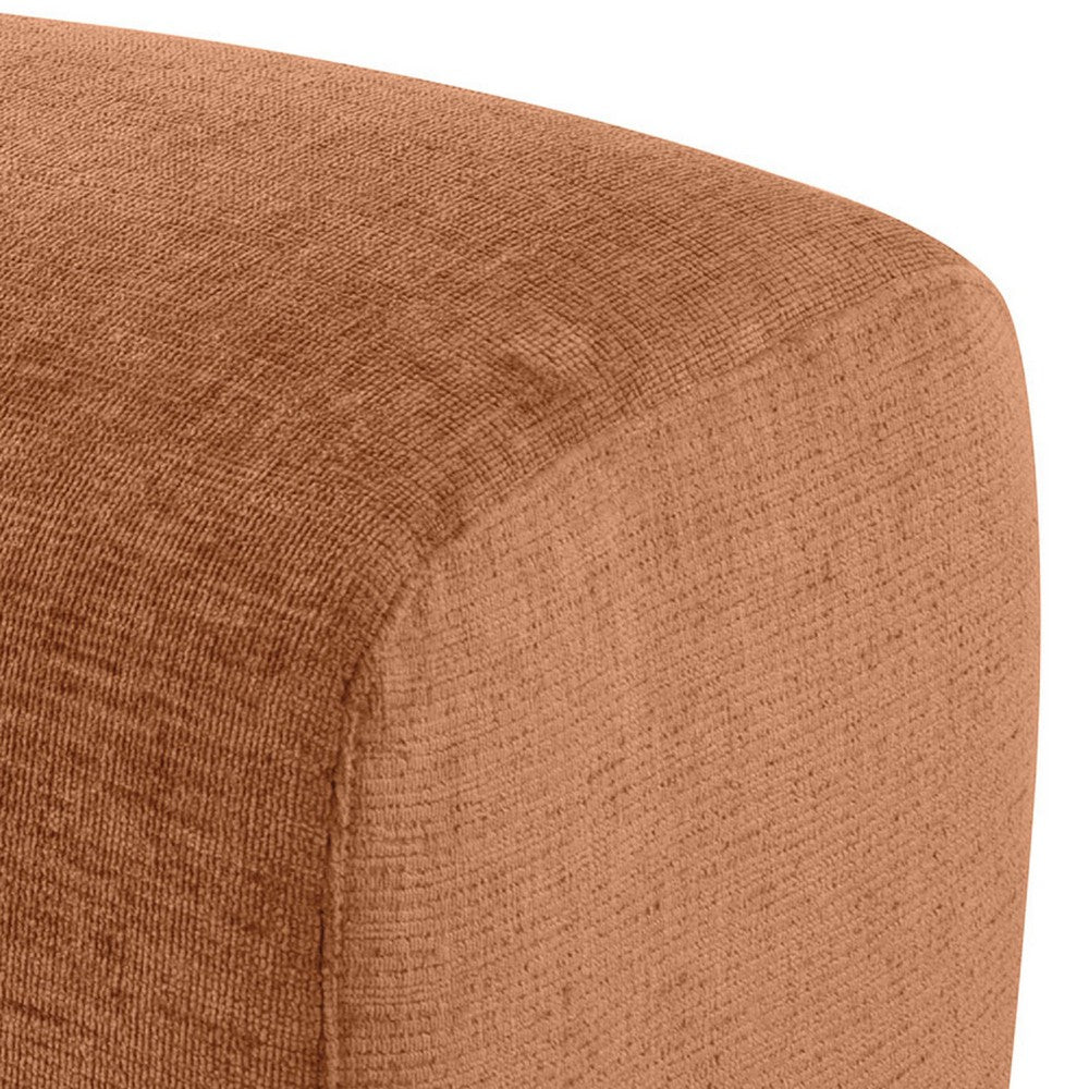 Becy Ottoman | Burnt Orange Chenille Upholstery | 33" Curvy Frame