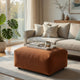 Becy Ottoman | Burnt Orange Chenille Upholstery | 33" Curvy Frame