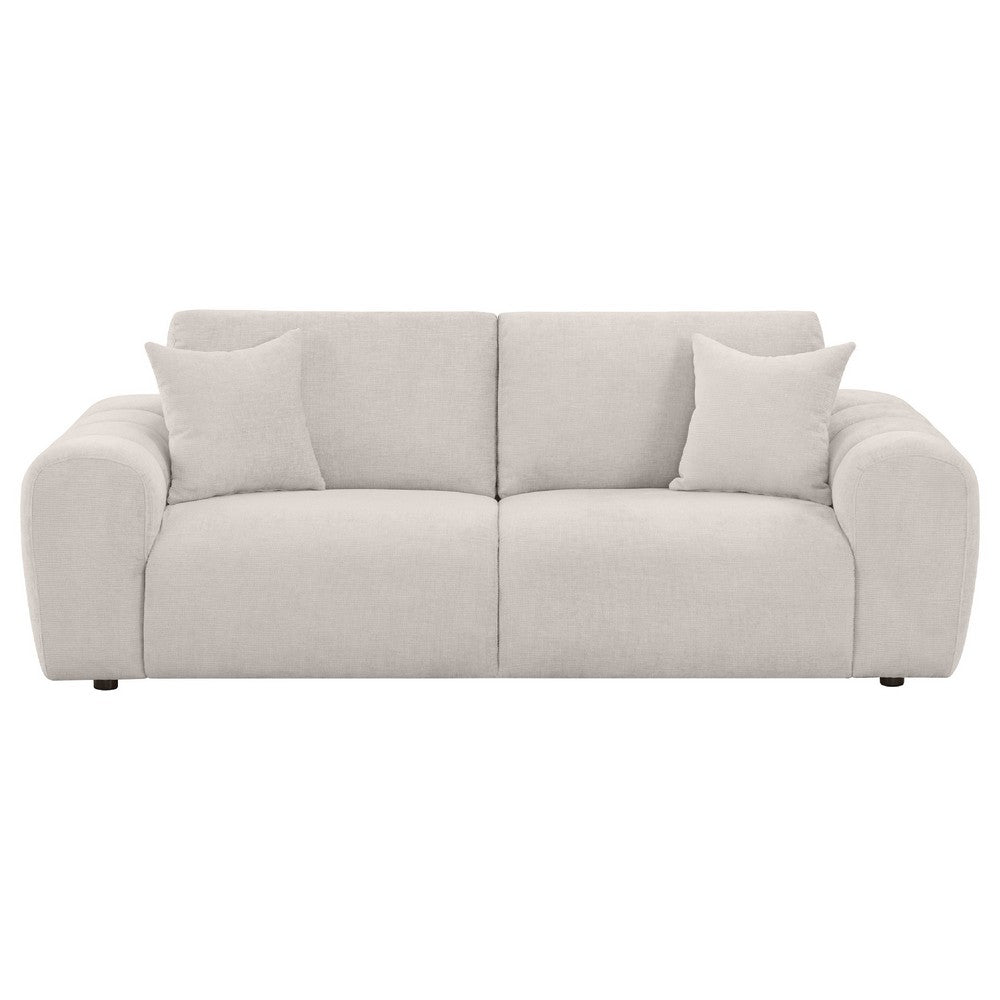 Becy Sofa with 2 Pillows | Plush Ivory Chenille | 91" Chunky Arms