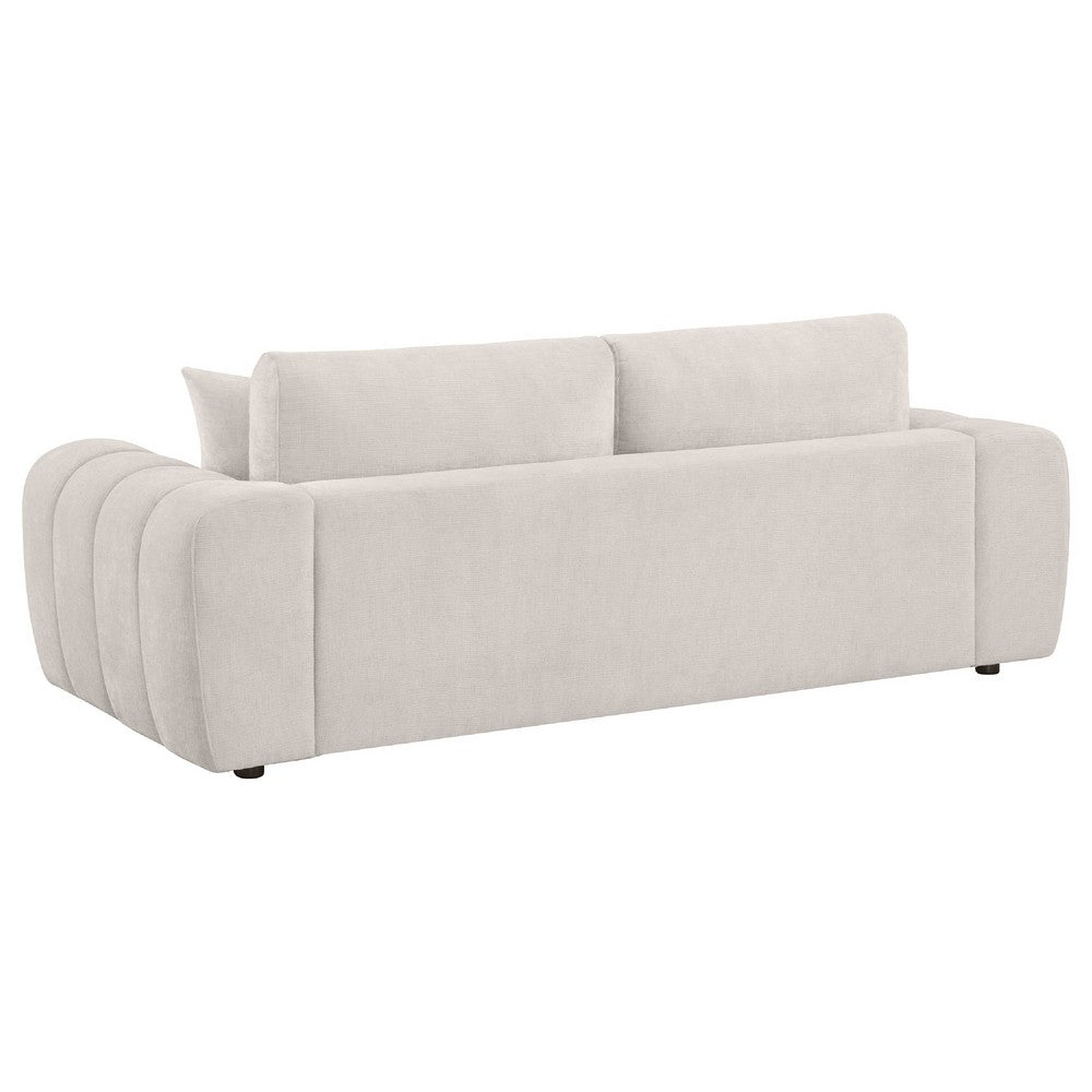 Becy Sofa with 2 Pillows | Plush Ivory Chenille | 91" Chunky Arms