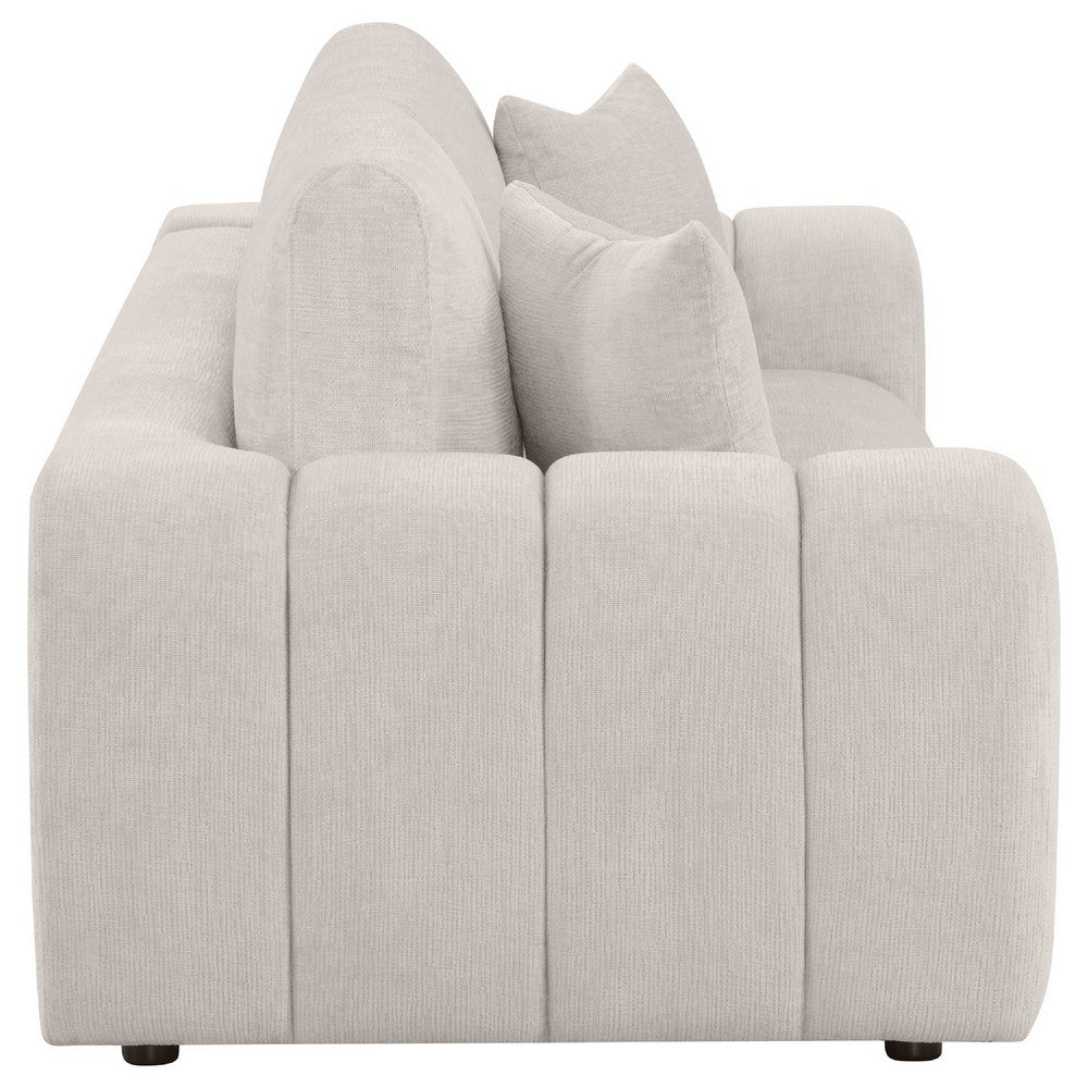 Becy Sofa with 2 Pillows | Plush Ivory Chenille | 91" Chunky Arms