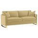 Lizzy Sofa with 2 Pillows | Camel Brown Velvet | 91" Gold Steel Legs