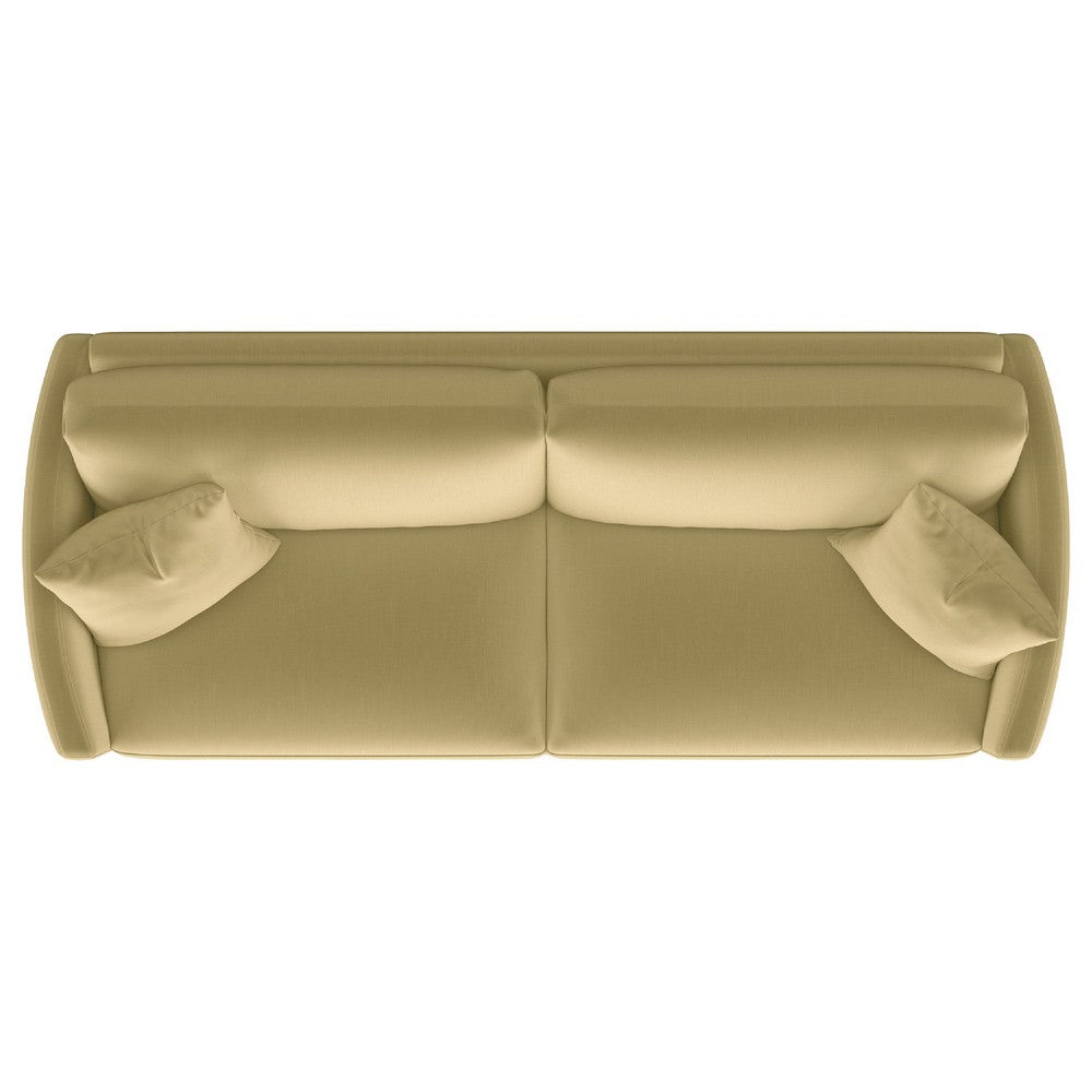 Lizzy Sofa with 2 Pillows | Camel Brown Velvet | 91" Gold Steel Legs