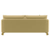 Lizzy Sofa with 2 Pillows | Camel Brown Velvet | 91" Gold Steel Legs