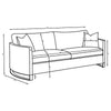 Lizzy Sofa with 2 Pillows | Camel Brown Velvet | 91" Gold Steel Legs