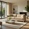 Lizzy Sofa with 2 Pillows | Camel Brown Velvet | 91" Gold Steel Legs