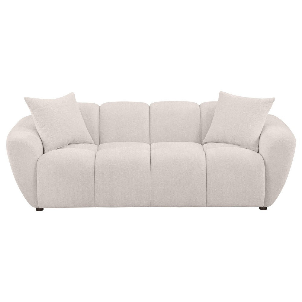 Decy Sofa | 2 Pillows | Greige Chenille | Wide Grid Tufted | 90"