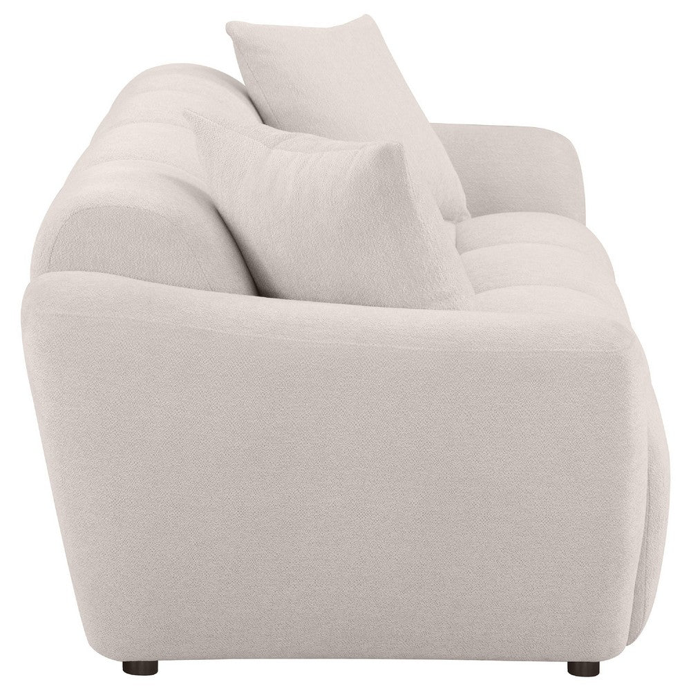 Decy Sofa | 2 Pillows | Greige Chenille | Wide Grid Tufted | 90"