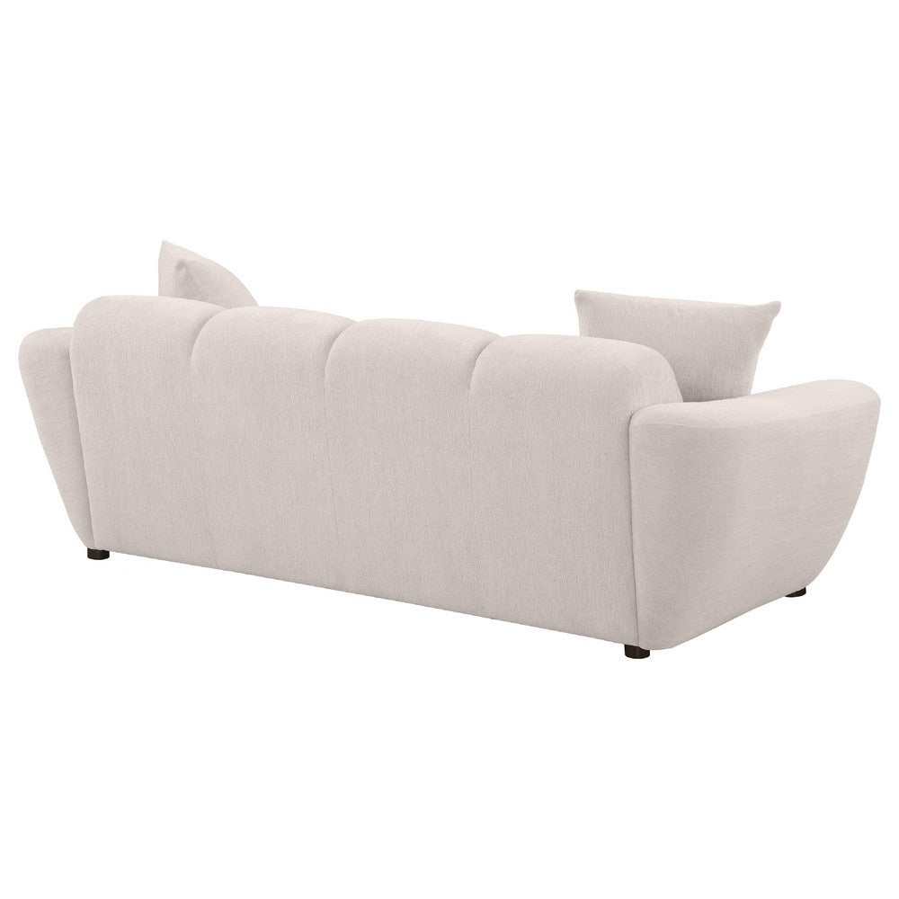 Decy Sofa | 2 Pillows | Greige Chenille | Wide Grid Tufted | 90"