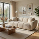 Decy Sofa | 2 Pillows | Greige Chenille | Wide Grid Tufted | 90"