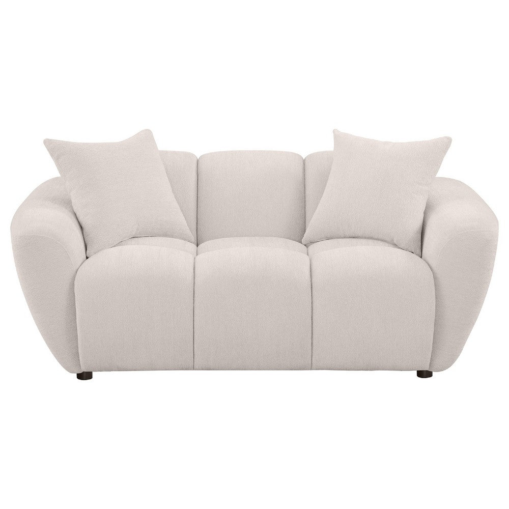 Decy Loveseat | 2 Pillows | Greige Chenille | Wide Grid Tufted | 72"