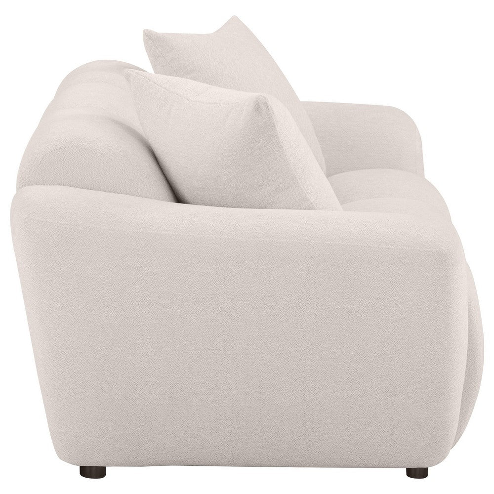 Decy Loveseat | 2 Pillows | Greige Chenille | Wide Grid Tufted | 72"