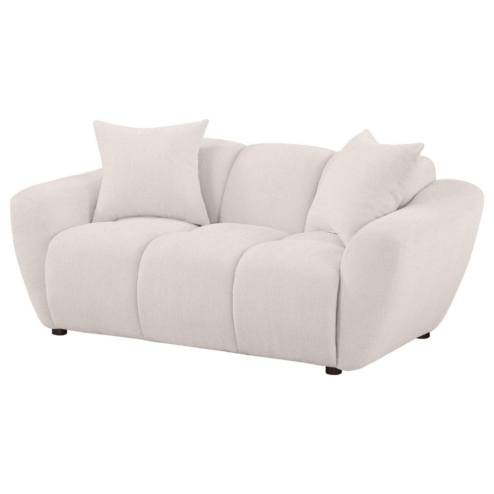 Decy Loveseat | 2 Pillows | Greige Chenille | Wide Grid Tufted | 72"