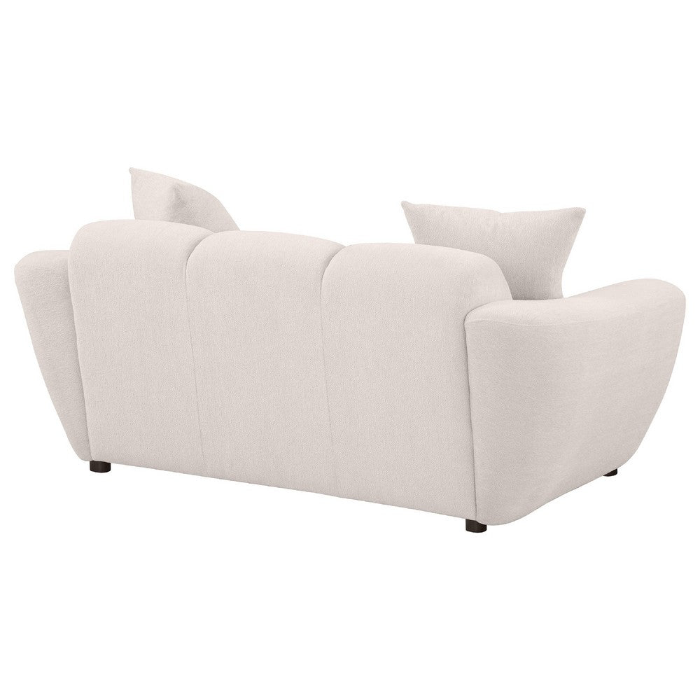 Decy Loveseat | 2 Pillows | Greige Chenille | Wide Grid Tufted | 72"