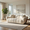 Decy Loveseat | 2 Pillows | Greige Chenille | Wide Grid Tufted | 72"