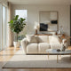 Decy Loveseat | 2 Pillows | Greige Chenille | Wide Grid Tufted | 72"