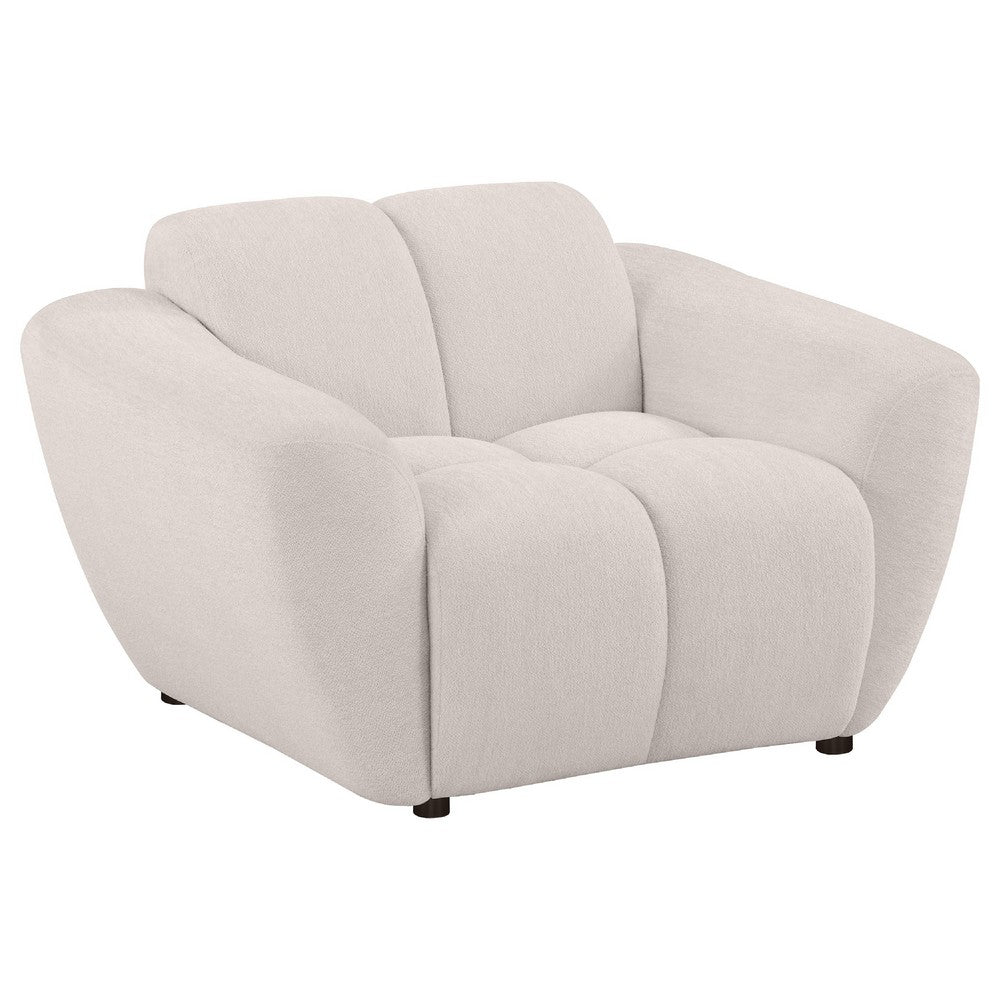 Decy Sofa Chair | Plush Greige Chenille Upholstery | Wide Grid Tufted